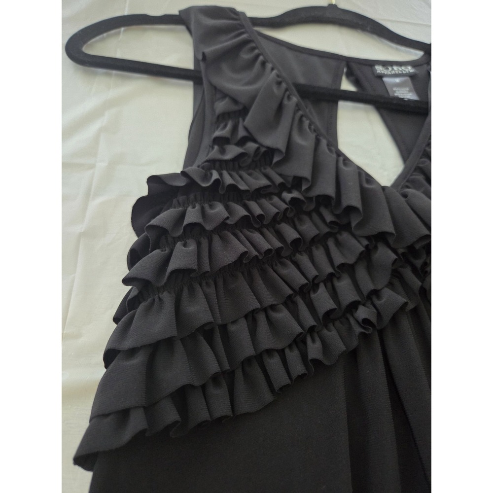 Soho‎ Ruffle Sleeveless Dress Women's M Lbd Party Summer Event Black V neck - Picture 6 of 9